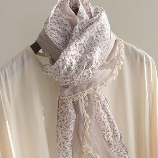 VARVISU 花朵蕾絲棉圍巾