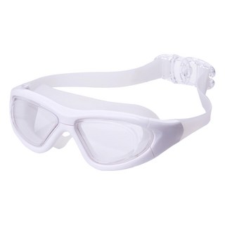 OMG 防水防霧高清泳鏡 流線大框設計 卡扣式調節扣, 鼻樑寬17mm 鏡面寬65mm, 白色, 1個