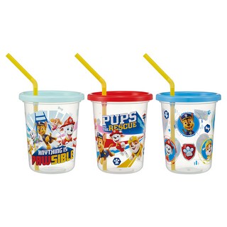 Skater 可疊放吸管杯 SIH3ST 3個入 吸管水杯/直飲杯, 汪汪隊 藍綠色 + 紅色 + 藍色, 320ml, 1組