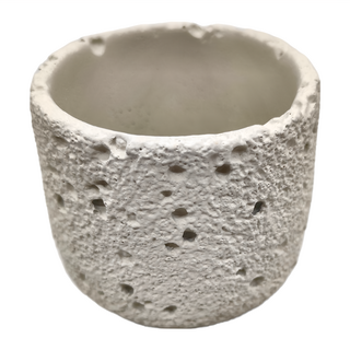 水泥仿火山石杯 白色空杯 (底無孔), 2個