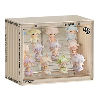 潮玩壓克力公仔展示盒 A0050546-02 透明奶油, 30 x 23.5 x 17cm, 1個