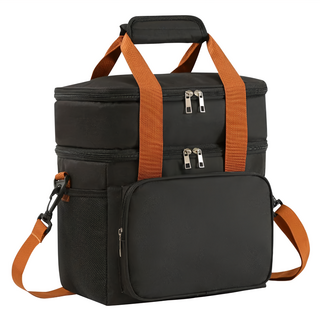 BRIVILAS 雙層大容量保溫保冷野餐袋, 黑色, 1個