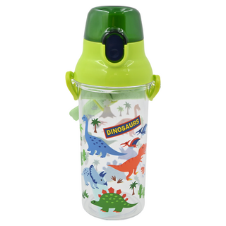 Skater 彈蓋式透明水壺, 綠色恐龍款, 480ml, 1個