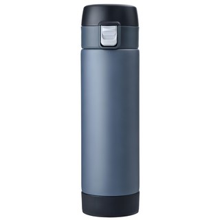 Dashiang 陶瓷真空彈蓋瓶 304不鏽鋼 長效保溫12小時 內膽可拆卸, 水泥灰, 400ml, 1個