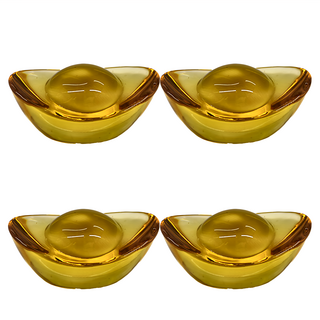 開運黃水晶元寶 Set 7公分 玻璃材質, 4組