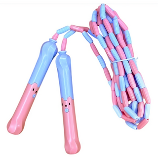 JN.TOY 兒童初學竹節跳繩, 長短可調整, 柔軟防滑, 不易纏繞, 藍色, 握把14.1 x 2.2cm、長度260cm, 1個