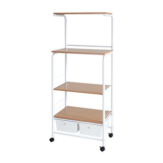 AMOS 居家移動式廚房二抽多功能置物架 TBA001DK 四層,胡桃色