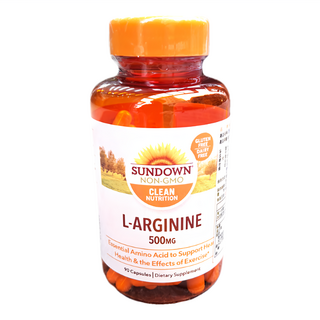 SUNDOWN NATURALS 日落恩賜 特極精胺酸膠囊, 90顆, L-精胺酸 500mg, 非基因改造, 0.6g, 1罐