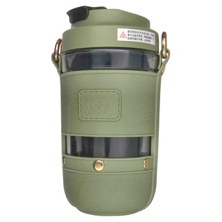 奢華背帶雙飲玻璃杯 520ML, 綠黑色, 1個