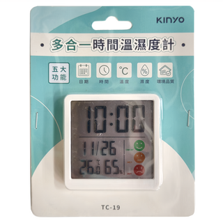 Kinyo 多合一時間溫濕度計, 白色, 1個