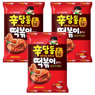 HAITAI 海太 辣炒年糕風味餅 韓國進口 味道地的韓式風味 微甜微辣好滋味, 103g, 3包