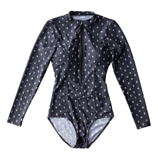 女款連體泳裝, M, 黑底雪花紛飛, 雪花紛飛 黑色