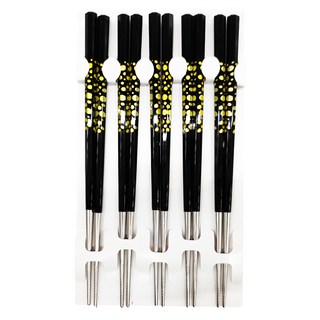 BUFFALO 牛頭牌 雅潔 304不鏽鋼 八角筷子 (5雙入) 台灣製, 5雙筷子, 黑色, 1組