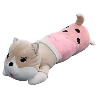 Ishur 伊舒爾 狗狗造型多用枕 柴犬 粉色 短毛絨材質, 70 x 20 x 22cm