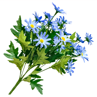 FLORAL M 仿真花 英式花園優雅藍小雛菊花材 假花 客廳臥室裝飾 提升居家品味, 1個, 藍色