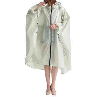 加寬款 素面前開式斗篷雨衣 F0592 360g, 米色