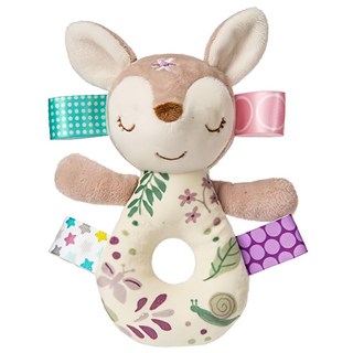 mary meyer 蜜兒 標籤手搖鈴 小鹿芙蘿拉，柔軟舒適，彩色緞帶，動物造型，美國安全測試, 1個