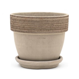 Garden in the City 火山紋陶盆 + 底盤, 淺灰色, 1個