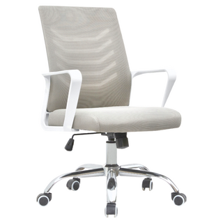 E-home Baez貝茲扶手半網可調式白框電腦椅, 淺灰色