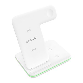 iBRIDGE 15W 極速三合一無線充電器, 適用於 iPhone 14, Apple Watch, AirPods 3 Pro, 白色, 1個