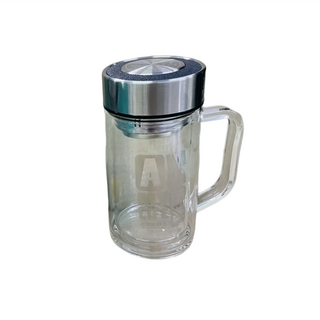 AWANA 寬口濾網雙層玻璃杯 300ml, 1個, 透明