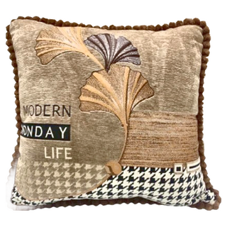 J&N 千鳥格紋絲絨抱枕 咖啡色 (2入), 48 x 48cm