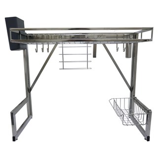 雙手萬能 不鏽鋼廚房水槽瀝水架 （豪華款）, 銀色, 1個