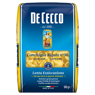 DE CECCO 得科 貝殼麵 N.50 義大利第一品牌 高品質杜蘭小麥粉 外觀特殊、口感彈牙 多樣搭配 貝殼造型, 500g, 1包