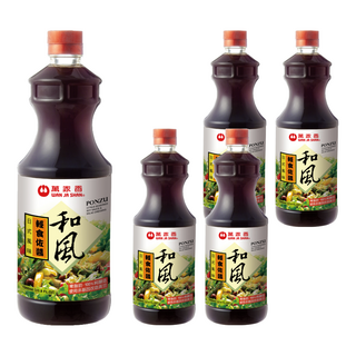 萬家香 和風輕食佐醬 100%天然豆麥醬油 無油零脂肪沙拉醬, 1L, 5瓶