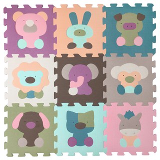 心樂家 莫蘭迪色系巧拼地墊 動物方程式 Set 9, 9個, 長30cmx寬30cmx厚度1.1cm