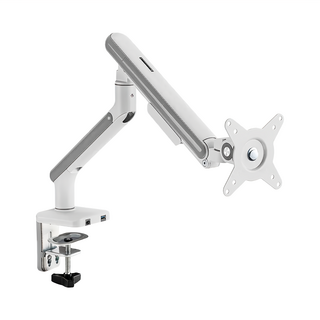POWERRIDER 金屬氣壓彈簧自由懸停螢幕支架, 17~32吋, USB手臂支架, 白色, 承重能力2~9kg, 1個