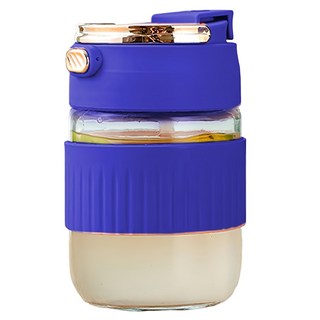 隔熱防燙雙飲玻璃咖啡杯, 500ml, 四色隨機, 1個