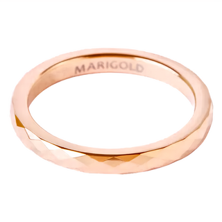 MARIGOLD 眼光閃耀簡約菱格紋戒指 鈦鋼材質, 玫瑰金, 內直徑(1.7cm)