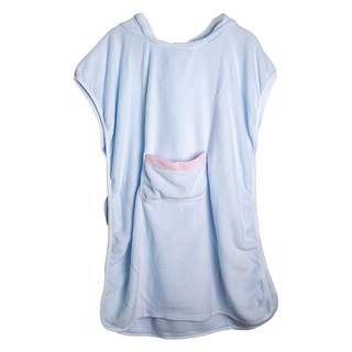 QIDINA 超吸水粉嫩親子珊瑚絨浴衣浴巾 G 成人款, 淺藍色, 1件