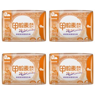 歐拉公主 超透氣甲殼素抑菌衛生棉 一般夜用加長型, 35cm, 4包, 6片