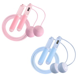 LEADER X 高階智能計數跳繩組 快速燃脂有氧減肥 智能計數 無線有線兩用, 手柄(19 x 3cm) + 無線球(直徑6.5cm) + 有線繩長(280 x 0.2cm), 粉紅色 + 藍色, 1組