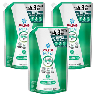 ARIEL MiRAi 日本原裝進口 消臭2倍濃縮抗菌洗衣精補充裝 綠色, 1.22kg, 3包