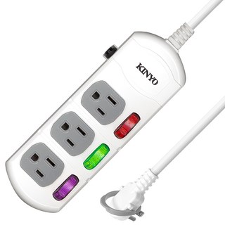 Kinyo 3開3插延長線 3孔, 3.6m, 白色, 1個