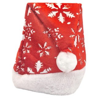 鏤空雪花絨毛帽 聖誕帽, 1個, 紅色