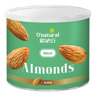 O'natural 歐納丘 純天然美國加州杏仁果 原味, 100%無添加 低溫烘焙, 190g, 1罐