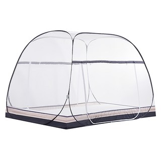 Life+ 雙人免安裝蒙古包雙開門蚊帳, 200 x 180 x 155cm, 條紋灰