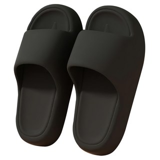 EVA踩屎感超厚休閒拖鞋, 典雅黑, 255mm