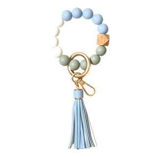 ekax 馬卡龍矽膠串珠掛環, 質感設計 造型時尚, 流蘇藍, 1個