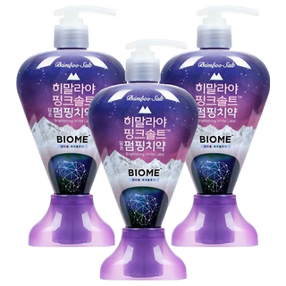 BAMBOO SALT 竹鹽 BIOME雙效 喜馬拉雅粉晶鹽牙膏 按壓式設計 韓國進口, 285g, 3瓶