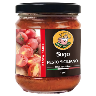 DANCING PIG 豬跳舞 Pesto Siciliano 西西里日曬番茄紅醬, 100%義大利原裝進口, 絕不含防腐劑, 180g, 1罐