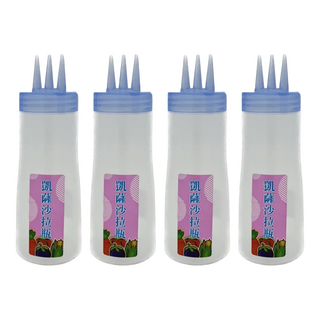 百貨King 小凱薩沙拉瓶, PP瓶蓋, PE瓶身, 台灣製造, 6x6x17.4公分, 280ml, 4瓶