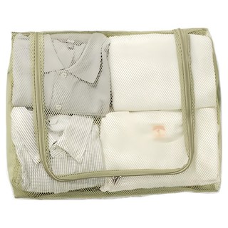 iSFun 摺疊網布透氣拉鍊旅行收納袋 旅行收納, 草綠色, 1個