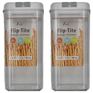 Felli 飛綠 Flip-Tite 易百拉密封罐 1.3 QT / 40 oz 方形 易開 節省空間 不含雙酚A, 1.2L, 2個