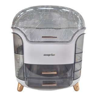 桌面化妝品收納盒 白色 HIPS+PS, 1個