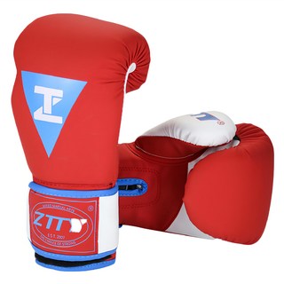 Ztty 拳擊手套 10oz 12oz 14oz PU亮光 聚脂纖維 紫色 藍金 黑白, 手長15~18cm, 紅色 + 藍色, 1雙